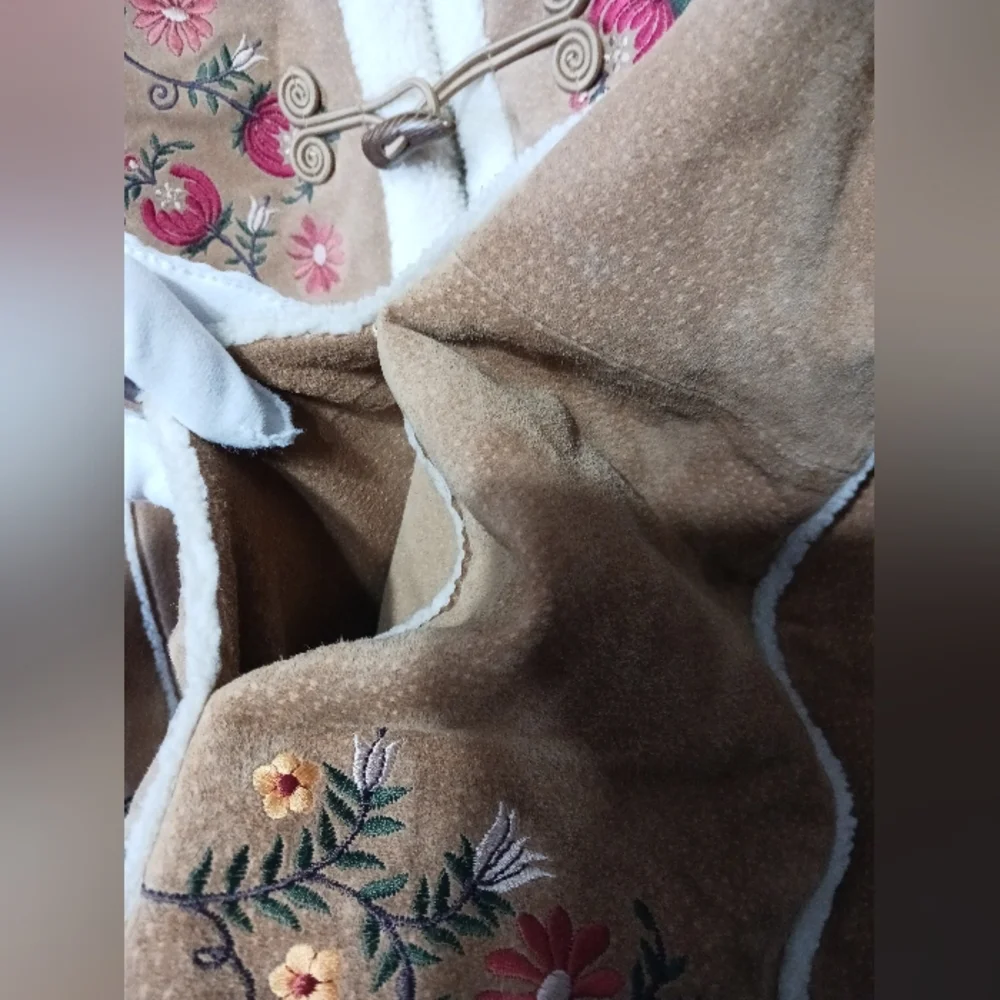 St. John's Bay XL  Faux Suede 90s Vintage Jacket Warm Pockets Floral - Picture 9 of 16